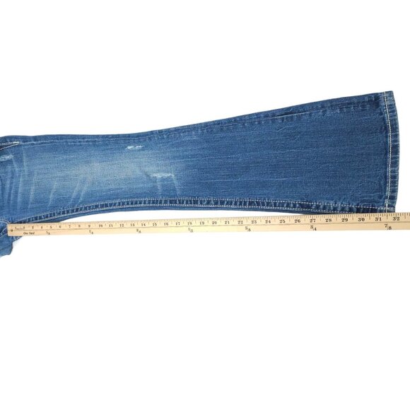 Miss Me Boot Cut Jeans READ Womens 26 Flap Pockets Low Rise Distressed Denim - Picture 5 of 16